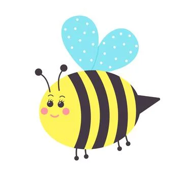 Cute smiling bee. Cartoon character. Illustrazione stock