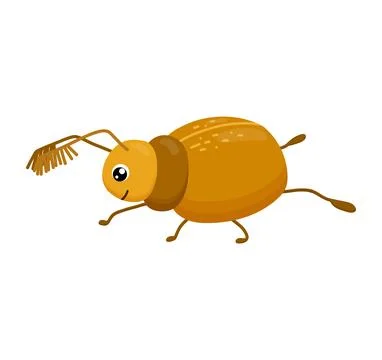 Cute smiling beetle isolated on white background. Funny insect for children Stock Illustration