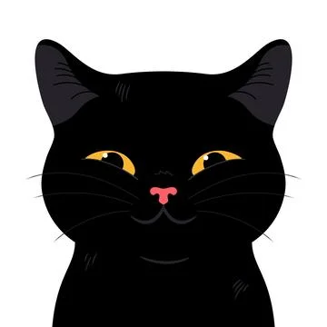 Cute smiling black cat isolated on white background. Vector illustration 스톡 일러스트