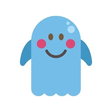 Cute smiling blue ghost character cartoon illustration 스톡 일러스트