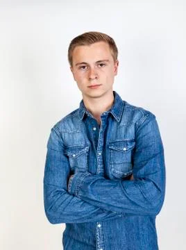 Cute smiling boy posing in studio Stock Photos