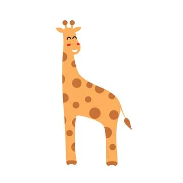 Cute Smiling Cartoon Giraffe Flat Vector Illustration for Kids' Designs Stock Illustration