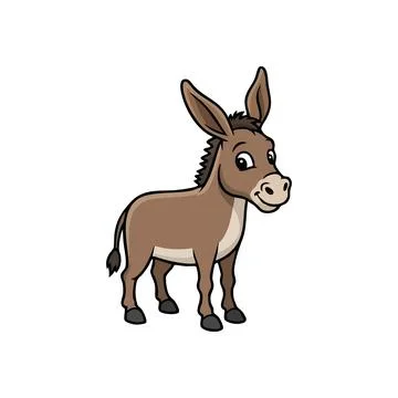 Cute Smiling Donkey Character. This charming equine animal is a happy, chee.. Stock Illustration
