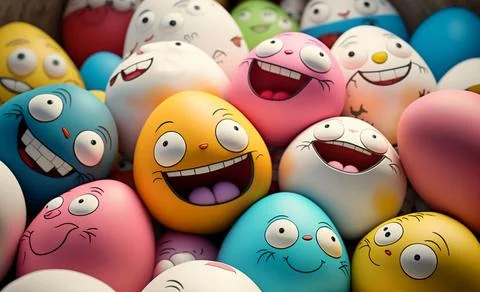Cute smiling emoji easter eggs 스톡 일러스트