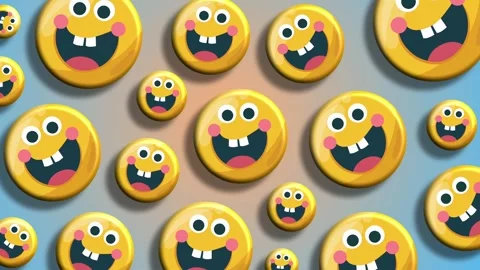 Cute smiling emoji pattern with playful yellow faces Stock Footage 323155017