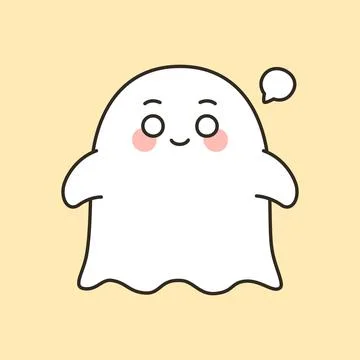 Cute smiling ghost with speech bubble Halloween Stock Illustration