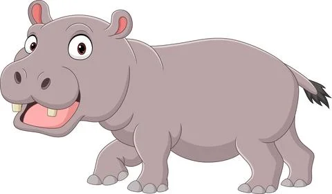 Cute smiling hippo on white background Stock Illustration