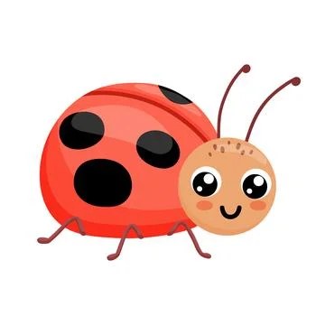Cute smiling ladybug isolated on white background. Funny insect for children Stock Illustration