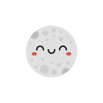 Cute smiling moon vector icon Stock Illustration