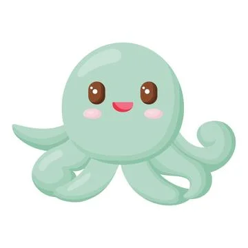 Cute Smiling Octopus Character Vector Illustration Illustrazione stock