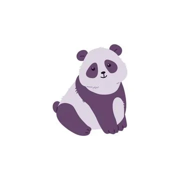 Cute smiling panda is sitting, vector cartoon Asian bear with black and white 스톡 일러스트