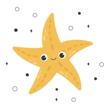 Cute smiling red starfish Stock Illustration
