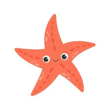 Cute smiling red starfish Stock Illustration