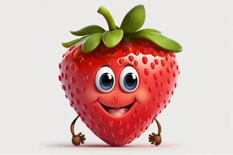 Cute smiling red strawberries on the table Stock Illustration