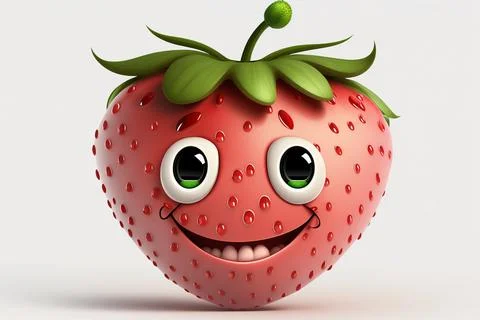 Cute smiling red strawberries on the table Stock Illustration