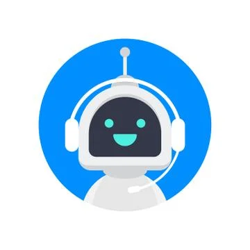 Cute smiling robot, chat bot say hi.Vector modern flat cartoon character illu Stock Illustration