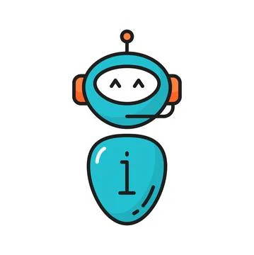 Cute smiling robot isolate chat bot thin line icon 스톡 일러스트