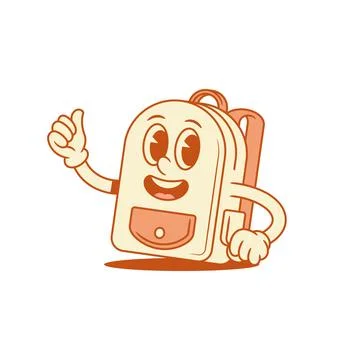 Cute smiling schoolbag back to school cartoon character thumb up isometric .. Stock Illustration