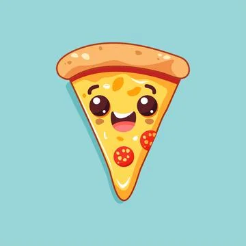 Cute smiling slice of pizza Stock Illustration