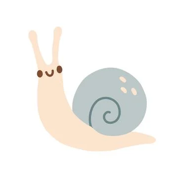 Cute smiling snail character vector illustration with blue round shell. Cute Stock Illustration