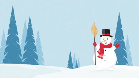 Cute smiling snowman in winter forest. Merry Christmas and Happy New Year 스톡 동영상 288451037