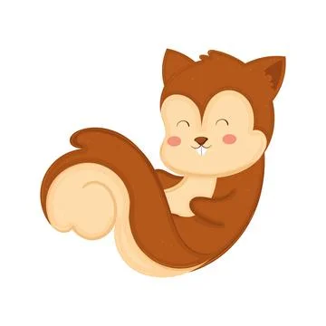 Cute smiling squirrel lying down in relaxed pose Vector Stock Illustration