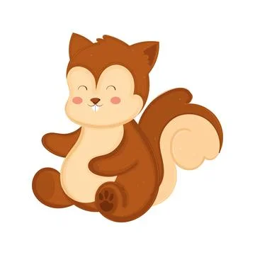 Cute smiling squirrel sitting with simple design Vector Stock Illustration
