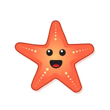 Cute smiling starfish icon in flat style. Sea stars vector illustration on .. Stock Illustration
