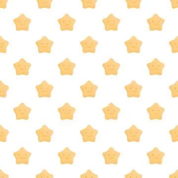 Cute smiling stars seamless pattern on white background 库存插图