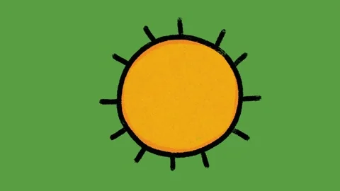 Cute Smiling Sun Face Hand Drawn 2D Animation on Green Screen Stock-Footage 329401188