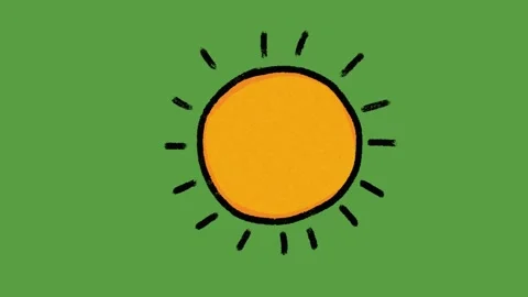 Cute Smiling Sun Face Hand Drawn 2D Animation on Green Screen Stock-Footage 329401189
