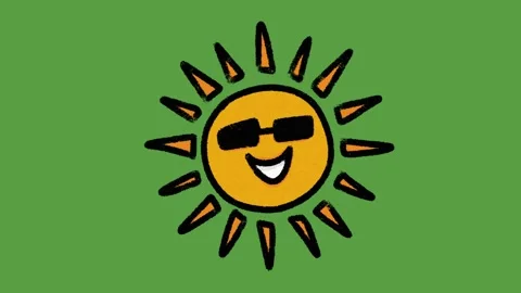 Cute Smiling Sun Face Hand Drawn 2D Animation on Green Screen Stock-Footage 329401191