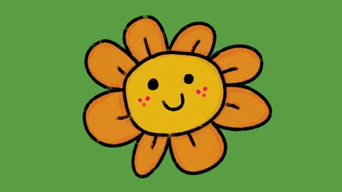 Cute Smiling Sun Face Hand Drawn 2D Animation on Green Screen Stock-Footage 329401214