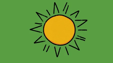 Cute Smiling Sun Face Hand Drawn 2D Animation on Green Screen Stock-Footage 329401215
