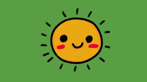 Cute Smiling Sun Face Hand Drawn 2D Animation on Green Screen Stock-Footage 329401216
