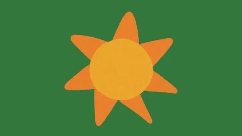 Cute Smiling Sun Face Hand Drawn 2D Animation on Green Screen Stock-Footage 329940636