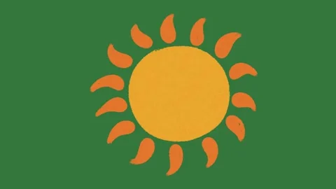 Cute Smiling Sun Face Hand Drawn 2D Animation on Green Screen Stock-Footage 329940648