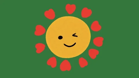 Cute Smiling Sun Face Hand Drawn 2D Animation on Green Screen Stock-Footage 329940660