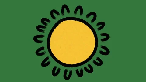 Cute Smiling Sun Face Hand Drawn 2D Animation on Green Screen Stock-Footage 329940667