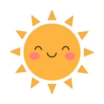 Cute Smiling Sun with Happy Face Vector Ilustración de archivo