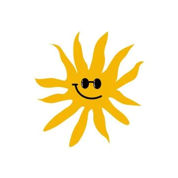 Cute smiling sun icon isolated on white background. Stock Illustration