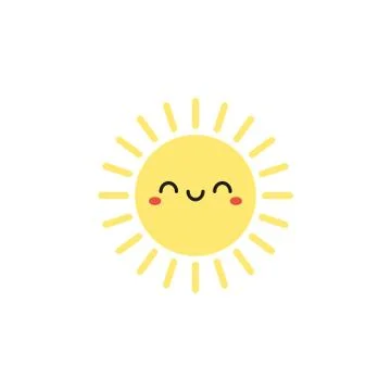 Cute smiling sun vector icon Stock Illustration