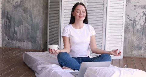 Cute smiling woman using digital tablet at home. Student girl reading or Stock Footage 130798032
