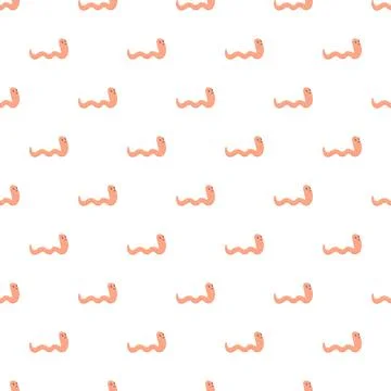 Cute smiling worm characters seamless pattern background Stock Illustration