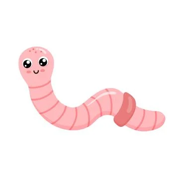 Cute smiling worm isolated on white background. Funny insect and garden animals Stock Illustration