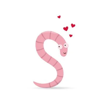 Cute smiling worm in love Stock-Illustration