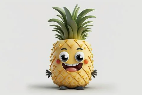 Cute smiling yellow pineapple Stock Illustration