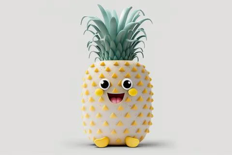 Cute smiling yellow pineapple Stock Illustration