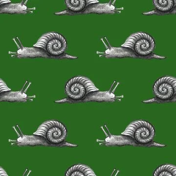Cute snail cartoon pattern of funny ethnic drawings. Drawing by hand, pencil. Illustrazione stock
