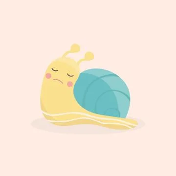 Cute snail cartoon vector isolated. Stock Illustration